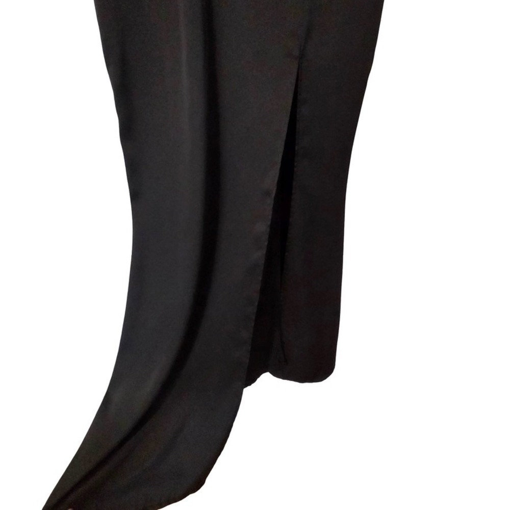 Formal Satin Dress Black Cowl Neck Side Slit Gown Women Small - Picture 6 of 6